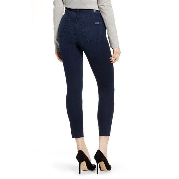 7 for All Mankind High-Waist Ankle Skinny in Deep Waters 3 Sz 24 - Picture 12 of 12